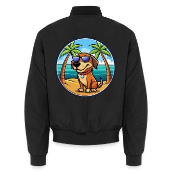 Greek Harehound Dog Breed Cartoon Sunglasses Beach - Unisex Bomber Jacket - black - Back - AI Model Male 185 light (185cm)