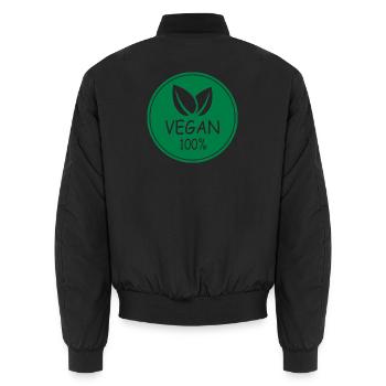 vegan 100% - Unisex Bomberjacke - Schwarz - Hinten - AI Model Male 185 light (185cm)