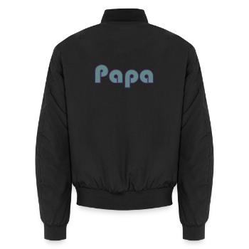 PAPA. VATERTAG. ALLES GUTE ZUM GEBURTSTAG, PAPA. ALLES GUTE ZUM GEBURTSTAG - Unisex Bomberjacke - Schwarz - Hinten - AI Model Male 185 light (185cm)