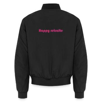 RETRAITE. BONNE RETRAITE. JOYEUSE RETRAITE - Bomber unisexe - noir - Dos - AI Model Male 185 light (185cm)