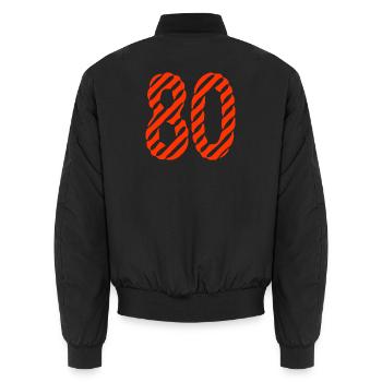 JAHRESTAG. ALLES GUTE ZUM GEBURTSTAG. ALLES GUTE ZUM GEBURTSTAG. - Unisex Bomberjacke - Schwarz - Hinten - AI Model Male 185 light (185cm)