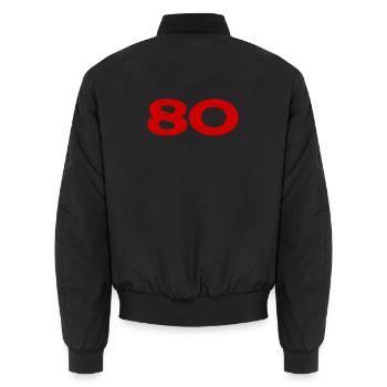 JAHRESTAG. ALLES GUTE ZUM GEBURTSTAG. ALLES GUTE ZUM GEBURTSTAG. - Unisex Bomberjacke - Schwarz - Hinten - AI Model Male 185 light (185cm)