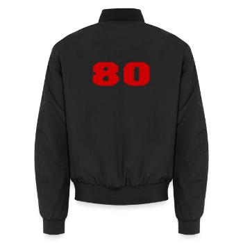JAHRESTAG. ALLES GUTE ZUM GEBURTSTAG. ALLES GUTE ZUM GEBURTSTAG. - Unisex Bomberjacke - Schwarz - Hinten - AI Model Male 185 light (185cm)