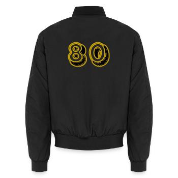 JAHRESTAG. ALLES GUTE ZUM GEBURTSTAG. ALLES GUTE ZUM GEBURTSTAG. - Unisex Bomberjacke - Schwarz - Hinten - AI Model Male 185 light (185cm)