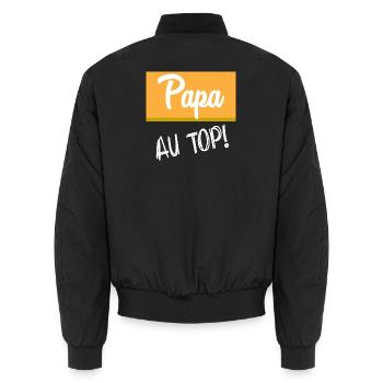 PAPA. FÊTE DES PÈRES. BONNE FÊTE PAPA. BONNE FÊTE. - Bomber unisexe - noir - Dos - AI Model Male 185 light (185cm)