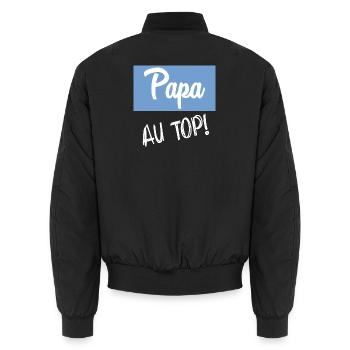 FÊTE DES PÈRES. BONNE FÊTE PAPA. PAPA - Bomber unisexe - noir - Dos - AI Model Male 185 light (185cm)