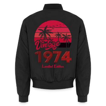 Jahrgang 1974 Limitierte Auflage Rot - Unisex Bomberjacke - Schwarz - Hinten - AI Model Male 185 light (185cm)
