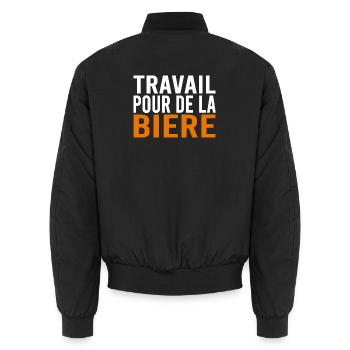 Travail pour de la bière - Bomber unisexe - noir - Dos - AI Model Male 185 light (185cm)