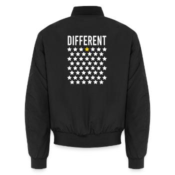 Anders: Goldener Stern in der Mitte der Sterne - Unisex Bomberjacke - Schwarz - Hinten - AI Model Male 185 light (185cm)