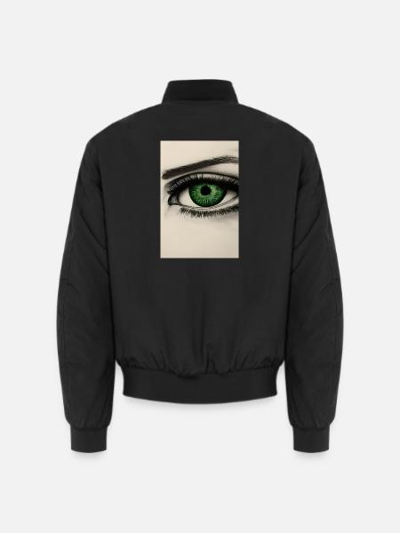 Grünes Auge Zeichnung - Unisex Bomberjacke - Schwarz
