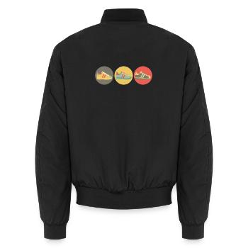 Sneakers retro - Unisex Bomber Jacket - black - Back - AI Model Male 185 light (185cm)