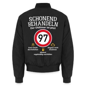 97. Geburtstag Schonend Behandeln Oldtimer Ist 97 - Unisex Bomberjacke - Schwarz - Hinten - AI Model Male 185 light (185cm)