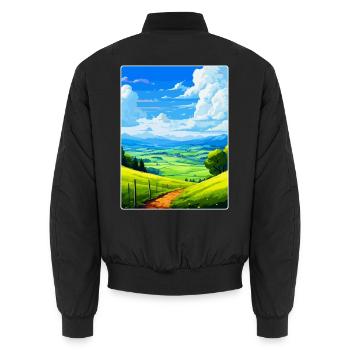 Bergisches Land Germany Vintage Travel Poster WPA - Unisex Bomber Jacket - black - Back - AI Model Male 185 light (185cm)