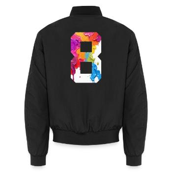 FARBIG NUMMER 8 BUNT 8. GEBURTSTAG - Unisex Bomberjacke - Schwarz - Hinten - AI Model Male 185 light (185cm)