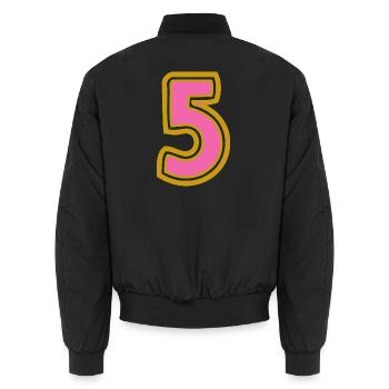 5. 5 YEARS. 5th ANNIVERSARY. 5 YEAR ANNIVERSARY - Unisex Bomber Jacket - black - Back - AI Model Male 185 light (185cm)