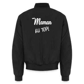 BONNE FÊTE MAMAN. MAMAN. FÊTE DES MÈRES - Bomber unisexe - noir - Dos - AI Model Male 185 light (185cm)