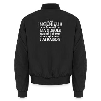 Je suis ingénieur - Bomber unisexe - noir - Dos - AI Model Male 185 light (185cm)