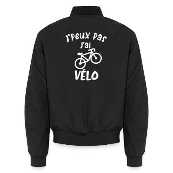 Je peux pas j'ai Vélo - Bomber unisexe - noir - Dos - AI Model Male 185 light (185cm)