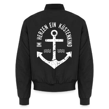 Im Herzen ein Küstenkind - Unisex Bomberjacke - Schwarz - Hinten - AI Model Male 185 light (185cm)