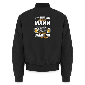 Ich bin ein einfacher Mann ich Mag Camping & Bier - Unisex Bomberjacke - Schwarz - Hinten - AI Model Male 185 light (185cm)