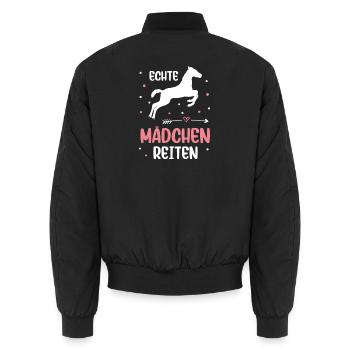 Echte Mädchen Reiten Pferde Mädchen - Unisex Bomberjacke - Schwarz - Hinten - AI Model Male 185 light (185cm)