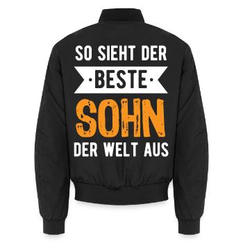 So sieht der beste Sohn der Welt aus - Unisex Bomberjacke - Schwarz - Hinten - AI Model Male 185 light (185cm)