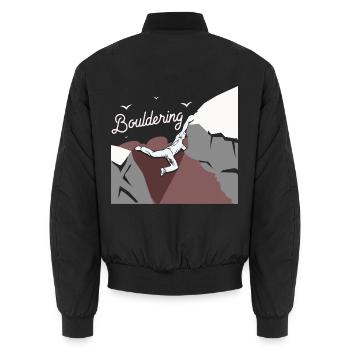 Kraftvoller Boulderer Grifftechnik - Unisex Bomberjacke - Schwarz - Hinten - AI Model Male 185 light (185cm)