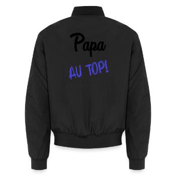 PAPA. FÊTE DES PÈRES. BONNE FÊTE PAPA. BONNE FÊTE. - Bomber unisexe - noir - Dos - AI Model Male 185 light (185cm)