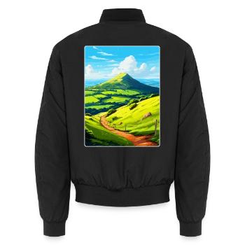 Duncryne Hill Stirling Vintage Reiseposter WPA - Unisex Bomberjacke - Schwarz - Hinten - AI Model Male 185 light (185cm)