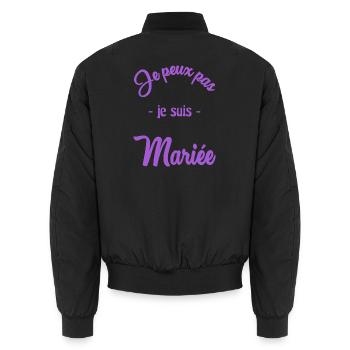 HOCHZEIT. PAAR. ICH HABE GERADE GEHEIRATET. Junggesellinnenabschied - Unisex Bomberjacke - Schwarz - Hinten - AI Model Male 185 light (185cm)