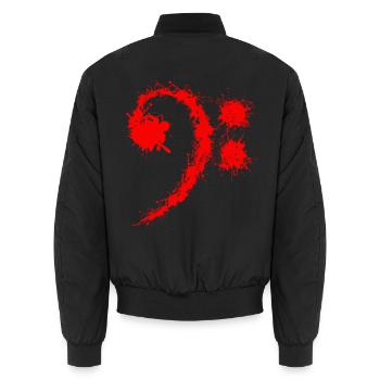 Bass Clef Red - Lustiges Musikliebhabergeschenk - Unisex Bomberjacke - Schwarz - Hinten - AI Model Male 185 light (185cm)
