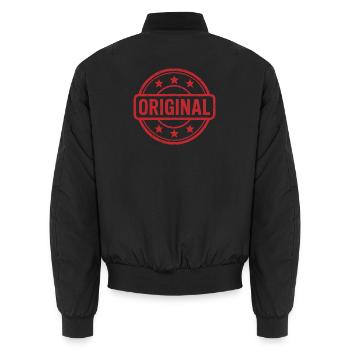 Ursprüngliches Grunge-Gummistempel-Abzeichen-Vektordesign - Unisex Bomberjacke - Schwarz - Hinten - AI Model Male 185 light (185cm)