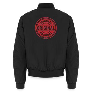 Ursprüngliches Grunge-Gummistempel-Abzeichen-Vektordesign - Unisex Bomberjacke - Schwarz - Hinten - AI Model Male 185 light (185cm)