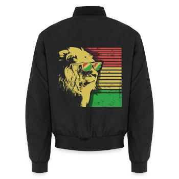 Rasta Lion Löwe Reggae Rastafari Sonnenbrille - Unisex Bomberjacke - Schwarz - Hinten - AI Model Male 185 light (185cm)