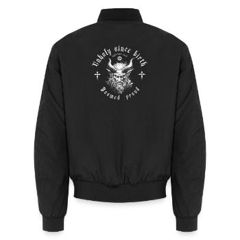 Dämonischer Teufel „Unholy since birth" - Gothic - Unisex Bomberjacke - Schwarz - Hinten - AI Model Male 185 light (185cm)