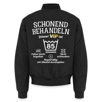85. Geburtstag Schonend Behandeln 85 VIP ist 85 - Unisex Bomberjacke - Schwarz - Hinten - AI Model Male 185 light (185cm)
