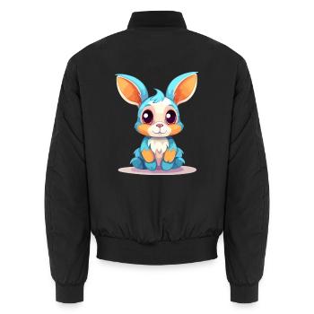 Kaninchen buntes Aquarell Cartoon Kawaii Tier - Unisex Bomberjacke - Schwarz - Hinten - AI Model Male 185 light (185cm)