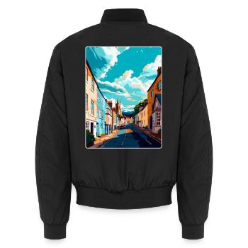 Totnes England Uk Vintage Reise Poster Souvenir - Unisex Bomberjacke - Schwarz - Hinten - AI Model Male 185 light (185cm)