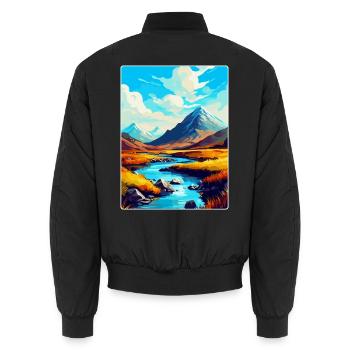 Glencoe Schottland Uk Vintage Reise Poster Souvenir - Unisex Bomberjacke - Schwarz - Hinten - AI Model Male 185 light (185cm)
