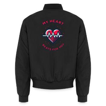 My Heart Beats For You - Unisex Bomberjacke - Schwarz - Hinten - AI Model Male 185 light (185cm)