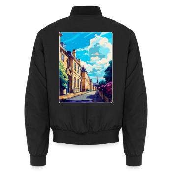 Chipping Norton England Uk Reiseposter Souvenir - Unisex Bomberjacke - Schwarz - Hinten - AI Model Male 185 light (185cm)