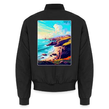 Lizard Point England Uk Reise Poster Souvenir WPA - Unisex Bomberjacke - Schwarz - Hinten - AI Model Male 185 light (185cm)