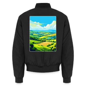 Camel Valley Cornwall England Großbritannien Reiseplakat WPA - Unisex Bomberjacke - Schwarz - Hinten - AI Model Male 185 light (185cm)