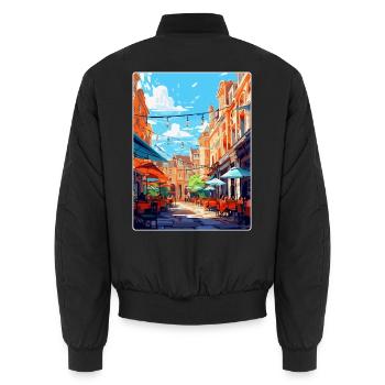 Covent Garden England Uk Reiseposter Souvenir - Unisex Bomberjacke - Schwarz - Hinten - AI Model Male 185 light (185cm)