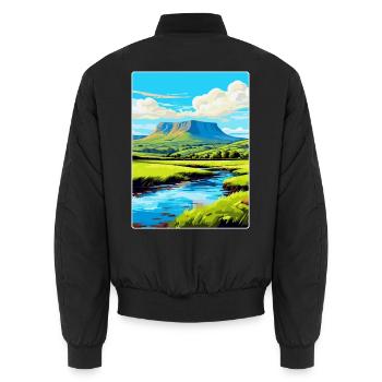 Brecon Beacons Pays de Galles Royaume-Uni Affiche de voyage Souvenir WPA - Bomber unisexe - noir - Dos - AI Model Male 185 light (185cm)