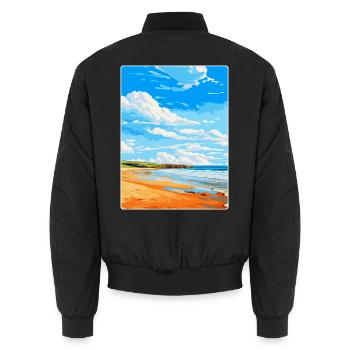 Constantine Bay, Cornwall, England, Vereinigtes Königreich, Reiseposter - Unisex Bomberjacke - Schwarz - Hinten - AI Model Male 185 light (185cm)