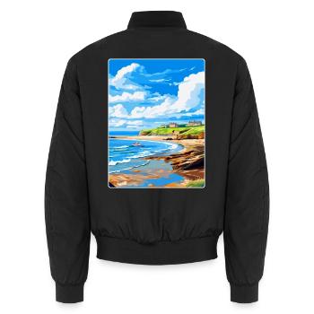 Bude Cornwall, England, Vereinigtes Königreich, Reiseposter, Souvenir - Unisex Bomberjacke - Schwarz - Hinten - AI Model Male 185 light (185cm)