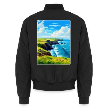 Lizard Peninsula Cornwall England Vereinigtes Königreich Reiseposter - Unisex Bomberjacke - Schwarz - Hinten - AI Model Male 185 light (185cm)