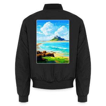 Marazion Cornwall England Vereinigtes Königreich Reiseposter WPA - Unisex Bomberjacke - Schwarz - Hinten - AI Model Male 185 light (185cm)