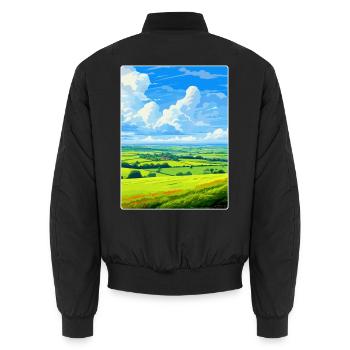 West Wiltshire Downs Reiseposter Souvenir WPA - Unisex Bomberjacke - Schwarz - Hinten - AI Model Male 185 light (185cm)